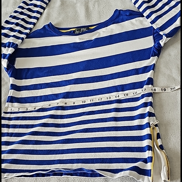 LRL Lauren Active Royal Blue Striped Sweatshirt - Picture 8 of 11